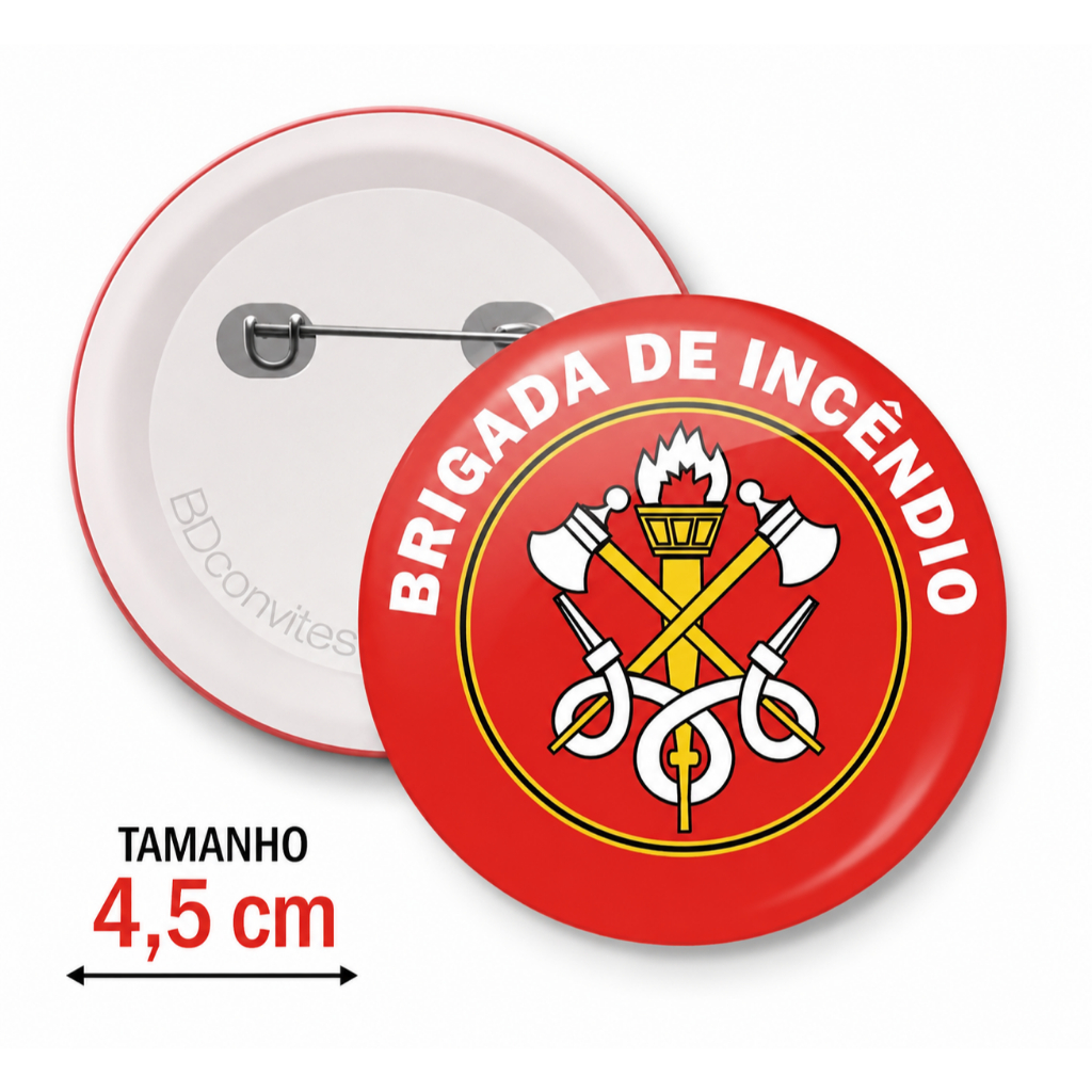 Bottons Brigada De Incêndio / Emergência Bombeiros - Botum / Boton / Broche 4,5cm