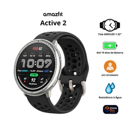 Relógio Smartwatch Amazfit Active 2 Round – Bluetooth | GPS | 5ATM | AMOLED | Bateria longa | Monitor de Saúde