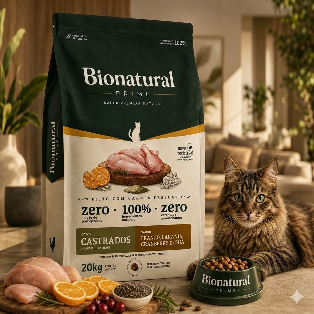 Ração Bionatural Prime Super Premium Gatos Castrados
