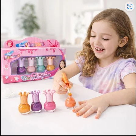 Esmalte Infantil  kit com 4 Cores Mini Hipoalergênicas à Base d’Água colorido Rosa