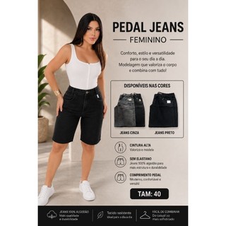 Bermuda ou pedal Jeans a Fio Feminina, jeans PREMIUM
