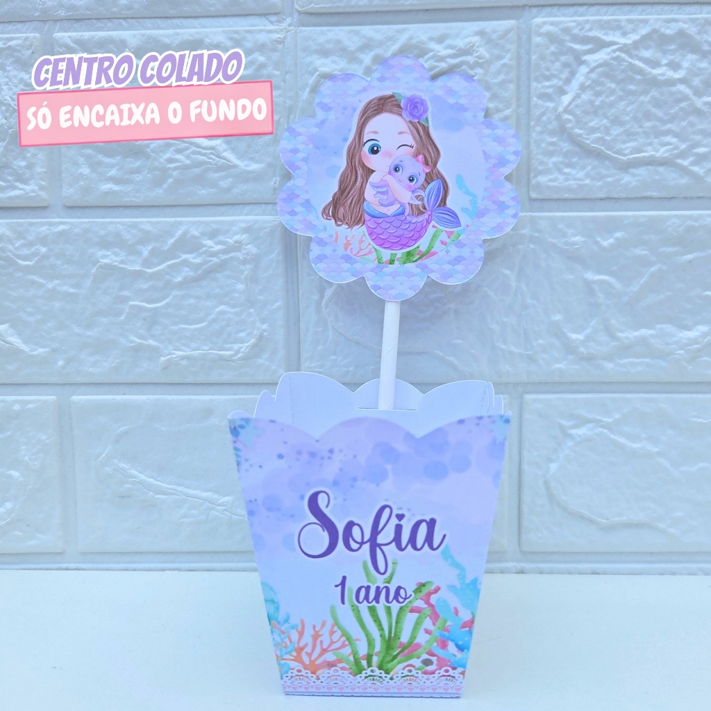 Cachepô Centro de Mesa Sereia Cute | Personalizado | Lembrancinha de Festa | Aniversário