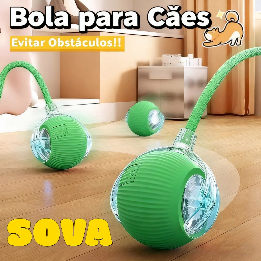 Bola Interativa para Pets com Rolo Automático para Gatos e Cachorros Recarregável