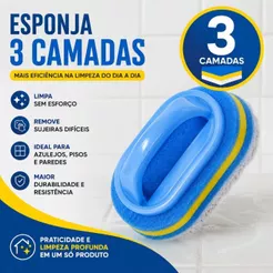 Esponja De Limpeza Doméstica 3 Camadas Com Cabo Esponja De Plástico Multifuncional Cozinha