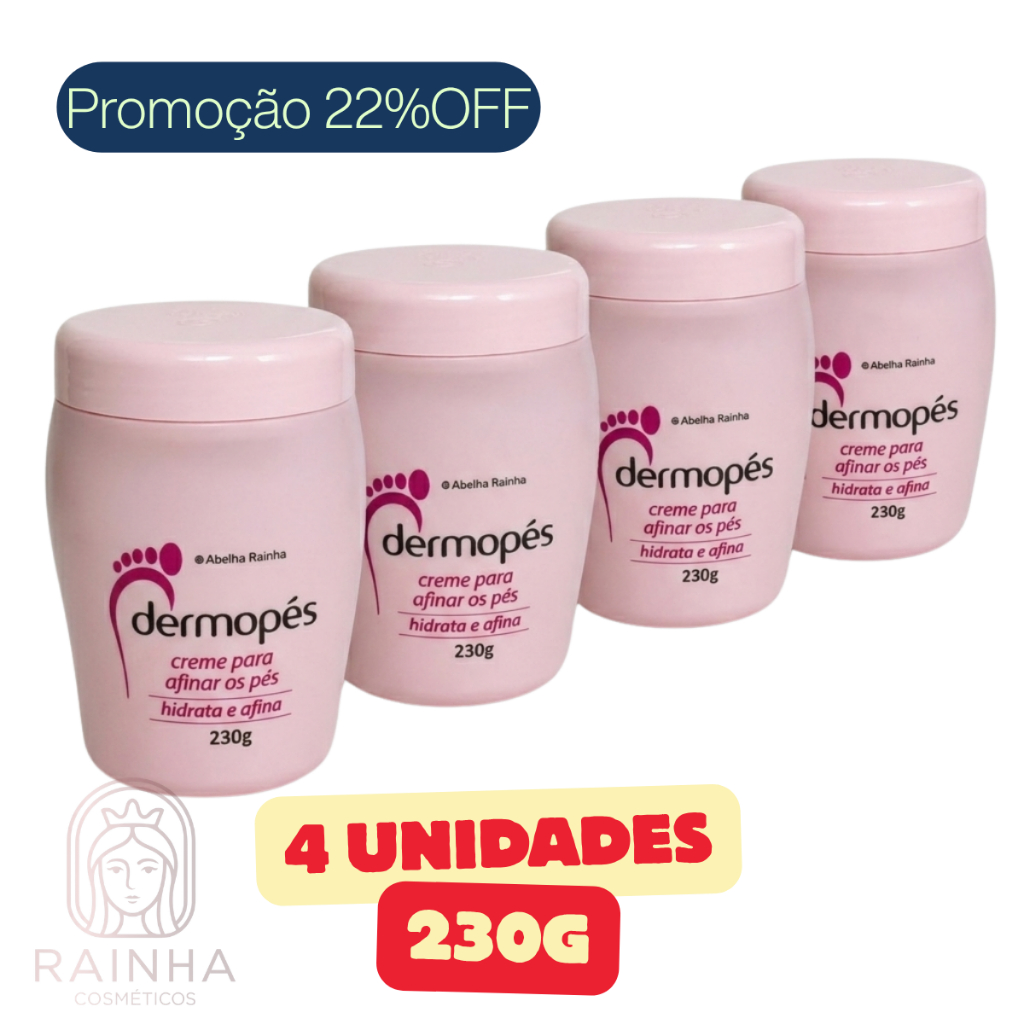 Dermopés 4 Cremes para Tratamento Cosmético dos Pés Hidrata e Afina Abelha Rainha