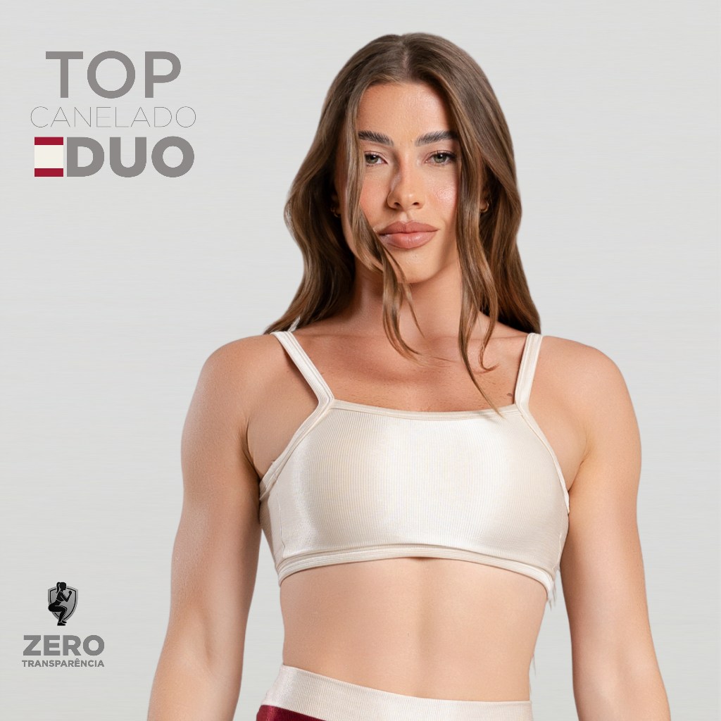 Top Trilobal Canelado Brilhoso com Costas Abertas – Academia Fitness Feminino