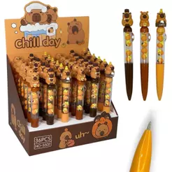 Caneta Capivara Kawaii Fofa Esferográfica Tinta Preta Material Escolar Criativo