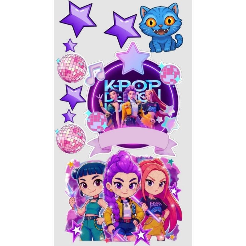 topo de bolo personalizado Guerreiras do kpop,festa /mimos,lembrancinhas,caixinhas,infantil, aniversário
