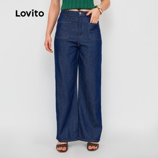 Lovito Calça Jeans Feminina Wide com Bolsos Frontais JNB1410BRL1440