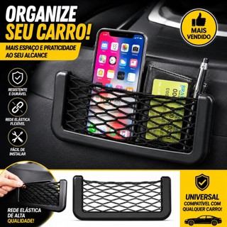Rede Organizadora Porta Objetos Para Carro Suporte Celular Bolsa Porta Treco Universal Pa…
