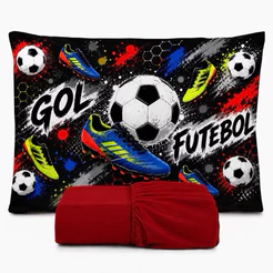 JOGO DE LENÇOL SOLTEIRO INFANTIL FUTEBOL Gol QUARTO MENINO FRONHA TRAVESSEIRO 2 PEÇAS