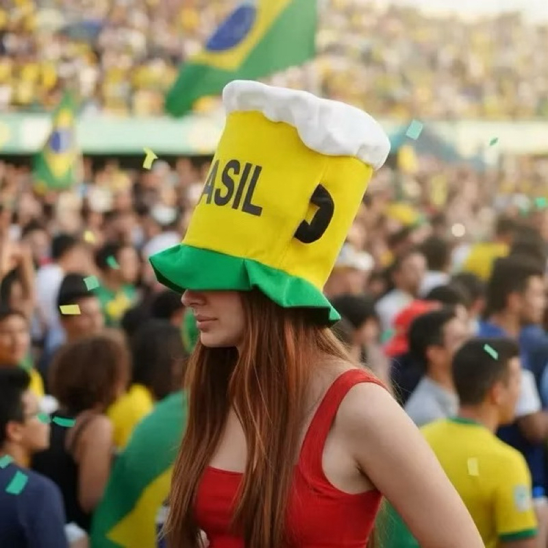 Chapéu Chopp Do Brasil | 28x28cm | Cartola Copa Do Mundo | Seleção Brasileira | Verde E Amarela | Torcedor | Jogo, 2026