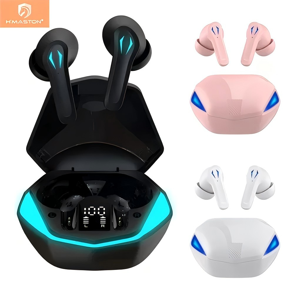 H'MASTON RS29 Fone Bluetooth Gamer TWS Com LED RGB, Efeito Respiração, Bluetooth 5.3, Baixa Latência E Display Digital
