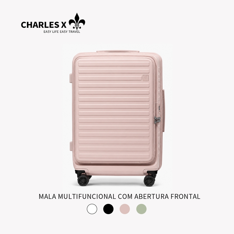 CHARLES X Mala Expansível 20% com Abertura Lateral e Porta-Copos – Ideal para Viagens