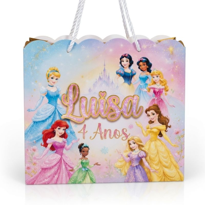 PEGUE E MONTE - Kit Sacolinhas Surpresa Personalizada Princesas Disney | Lembrancinha Decoração Festa Infantil Menina