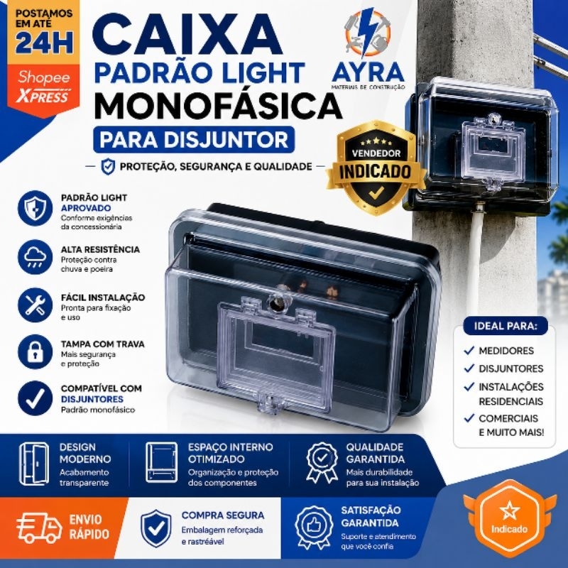 Caixa Padrão Light Monofásica para Disjuntor | Homologada | Marca TAF