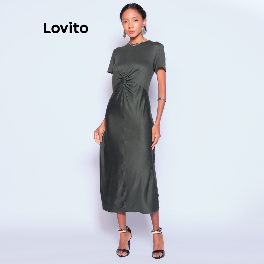 Lovito Vestido Midi com Detalhe Torcido DRB562BRL592