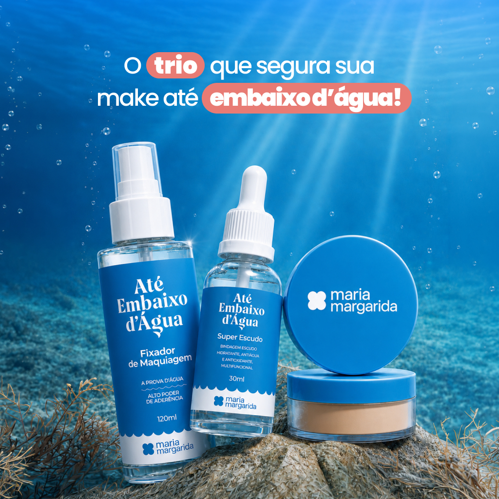 Monte o Kit | Pó de Tapioca + Fixador de Maquiagem ou Super Escudo Maria Margarida Spray para Pele Blindada Hidratante