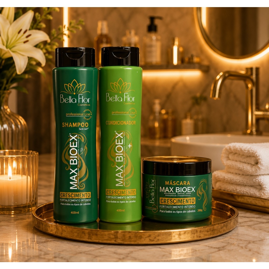Kit Capilar Max Bioex 3 Produtos (Shampoo, Condicionador e Máscara) Profissional