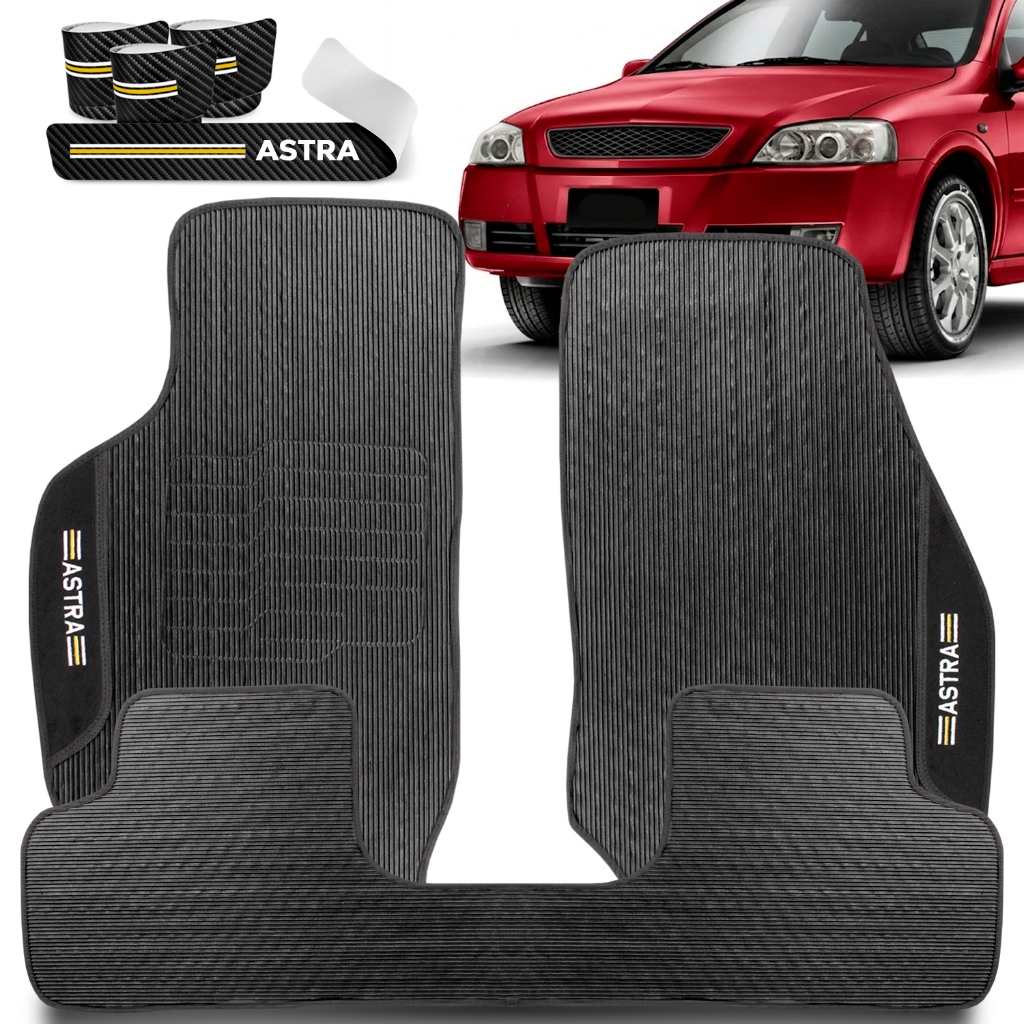 Kit Tapete Astra Bordado 99 02 03 06 07 08 10 11 + Soleira Vinil Anti Risco Resistente Uso Diário 4p