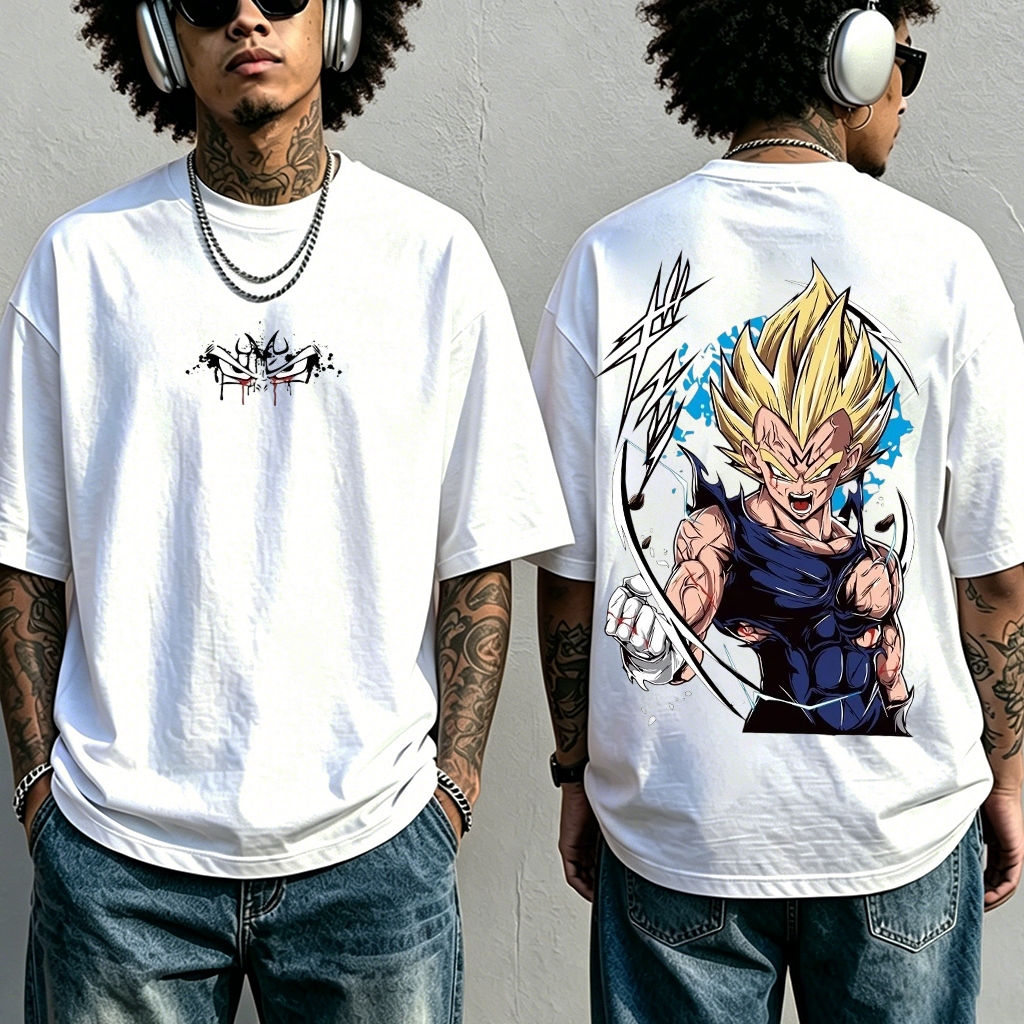 Camiseta Oversized Anime Vegeta Dragon Ball Goku Majin Estampada 100% Algodão Academia Treino UNNISEX