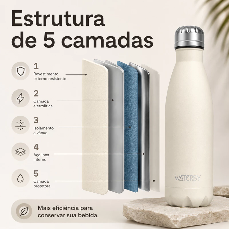 Garrafa Térmica Watersy em Aço Inoxidável 304 Portátil 500ml — foto 6