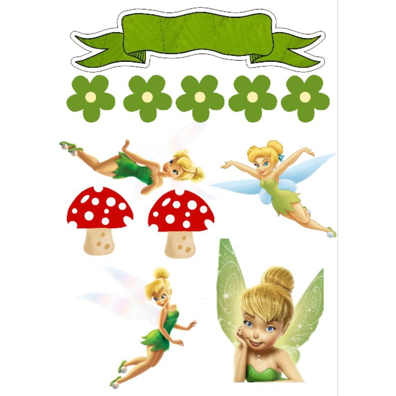 Topo de bolo Sininho Tinker Bell personalizado com nome e idade envio rapido