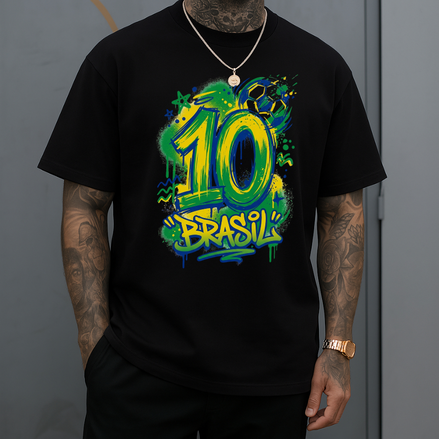 Camiseta Estampada Minimalista Streetwear "Seleção Brasileira" 100% Algodão Camisa Premium
