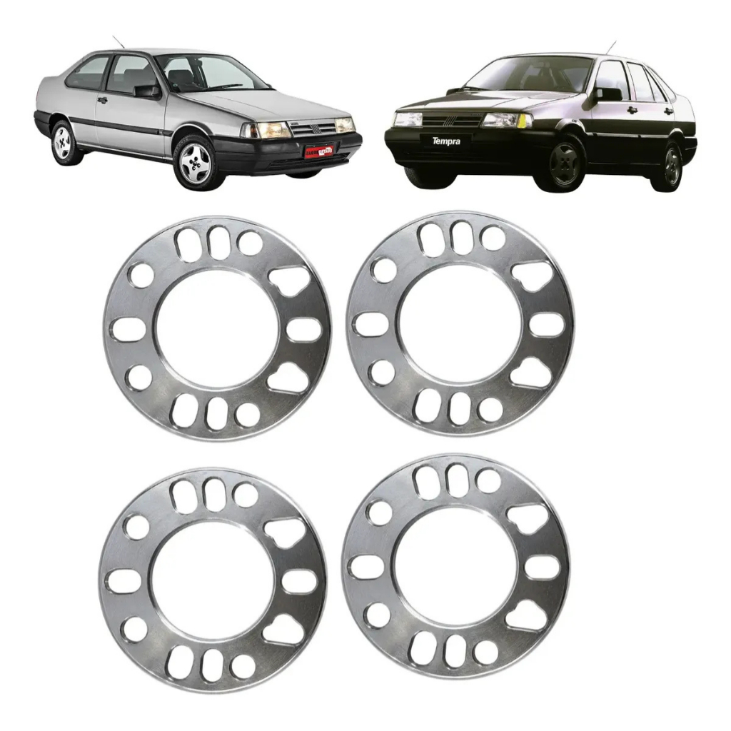 Kit 4 Espaçador 7mm Alargador Roda Tempra 4x98 4 E 5 Furos