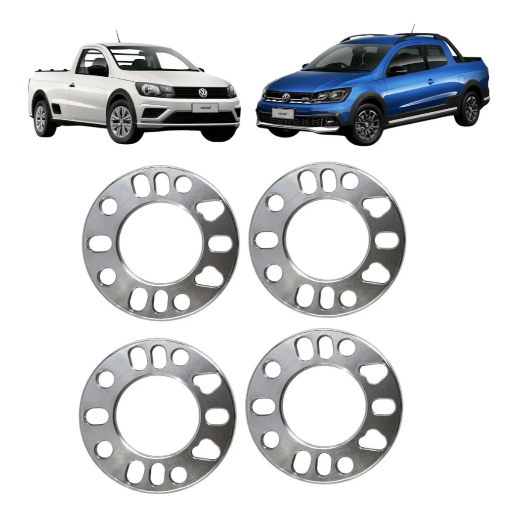Kit 4 Espaçador 7mm Alargador Roda Saveiro 4x100 4 E 5 Furo