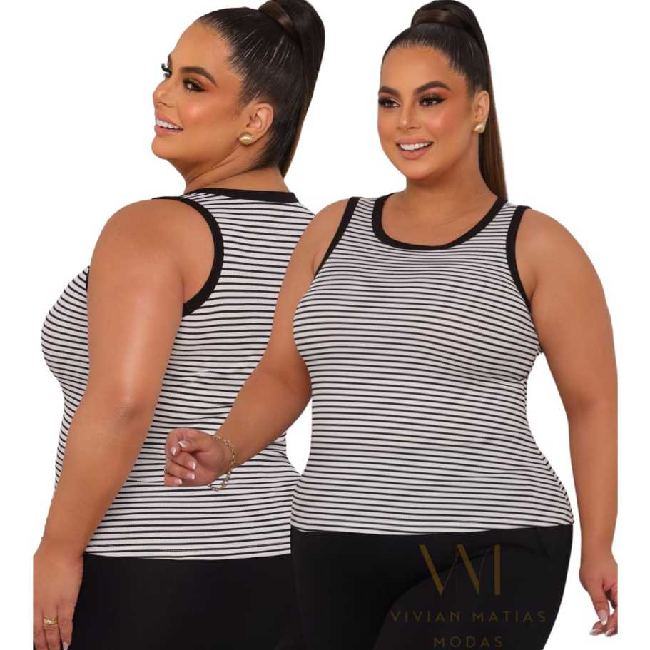 Blusa Feminina Regata Dia A Dia Plus Size Canelada Premium Moda Verão Confortável Trabalho