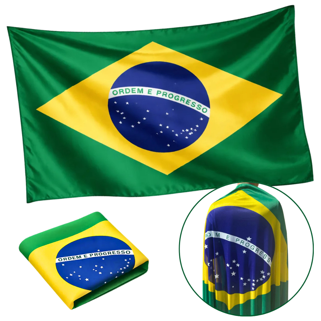 Bandeira do Brasil Grande 160x105cm Poliéster Dupla Face Copa do Mundo Seleção Brasileira Verde Amarela Futebol Decoraçã