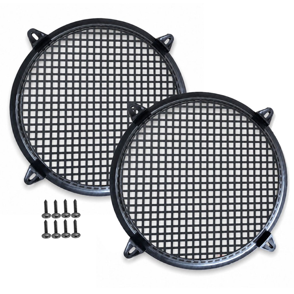 Par Grade Tela Proteção Alto Falante Subwoofer 12 Polegadas Com Garra e Parafusos Preta