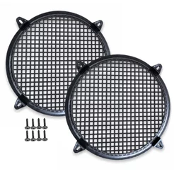 Par Grade Tela Proteção Alto Falante Subwoofer 12 Polegadas Com Garra e Parafusos Preta