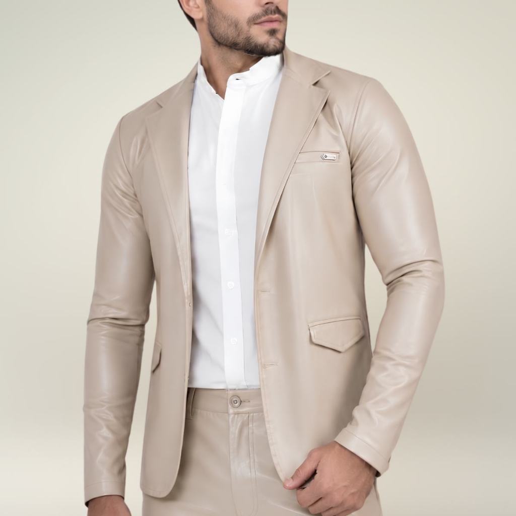 Blazer Slim Masculino Resinado Premium Elegância Moderna, Caimento Perfeito e Sofisticação Exclusiva Paleto