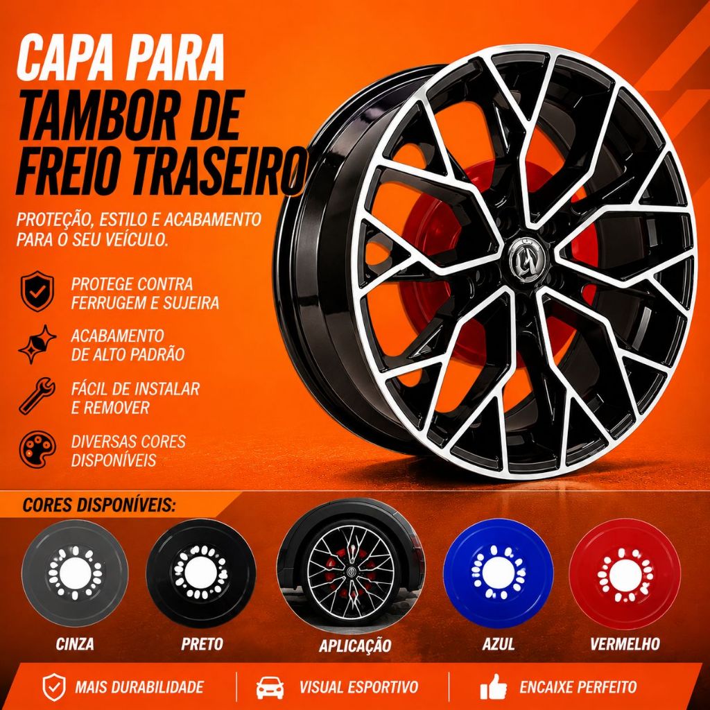 Capa Freio Pinça Tambor Disco Freio 1 Parr Universal Roda Traseira