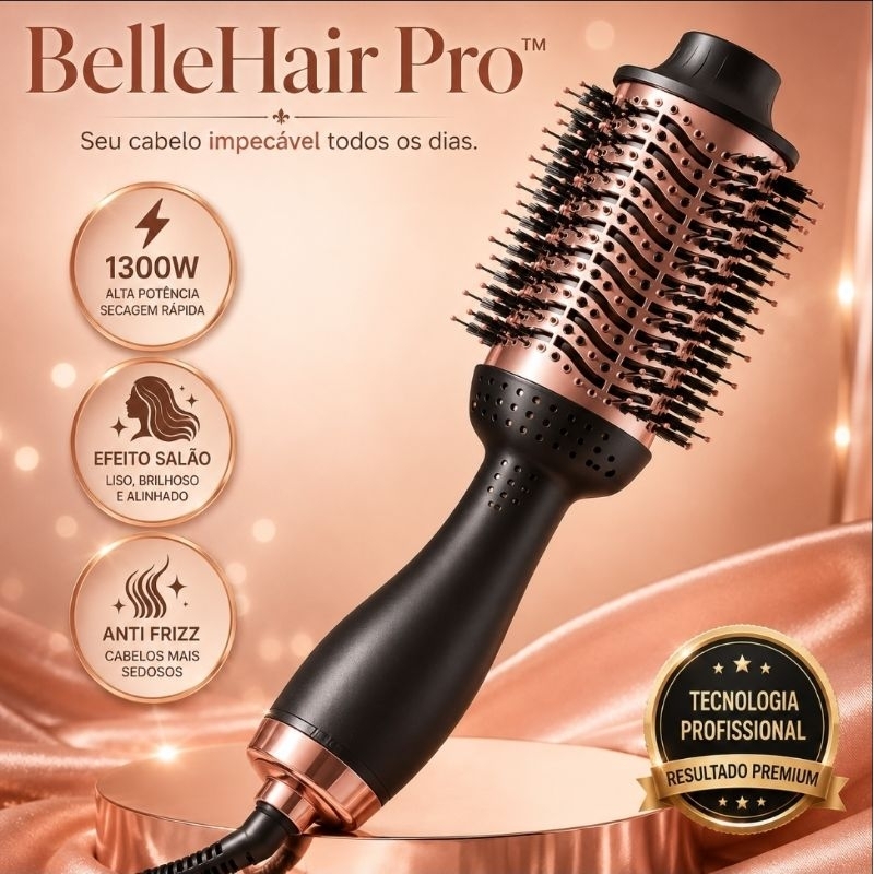 BelleHair Pro Escova Secadora Modeladora Profissional 1300W Anti Frizz Bivolt