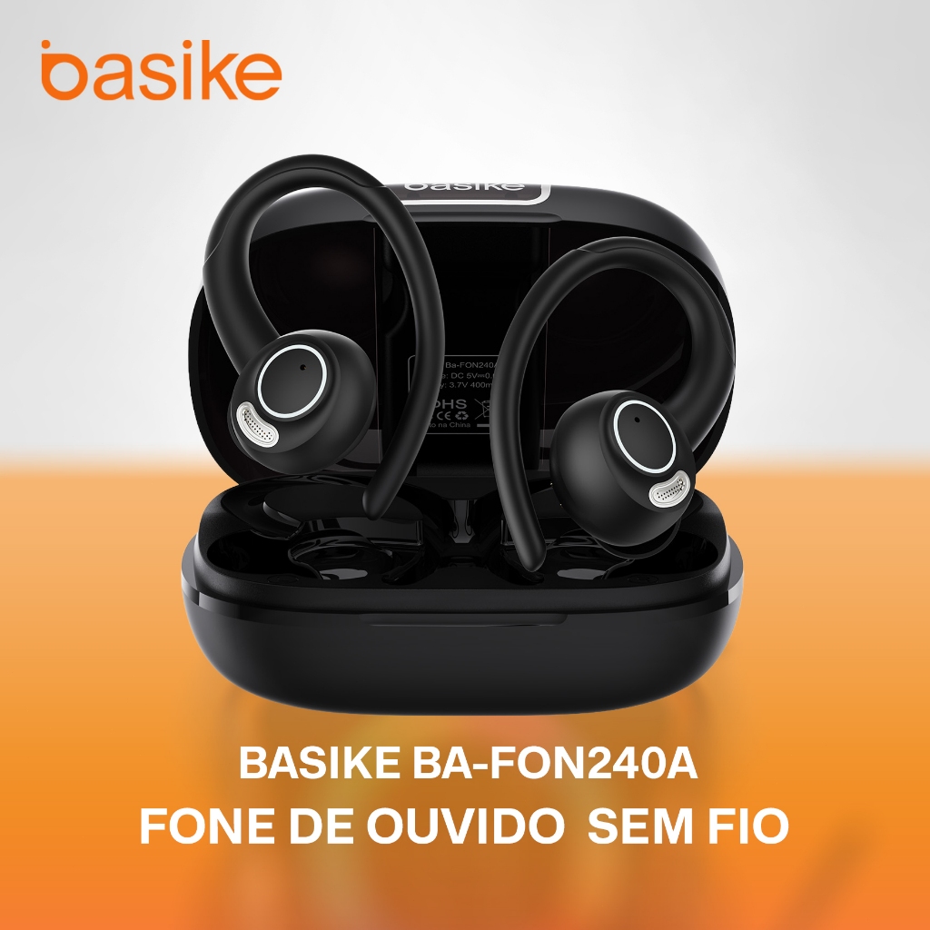 Basike Fone OWS Aberto Bluetooth Sem Fio ENC Redução de Ruído Som Estéreo Controle Tátil