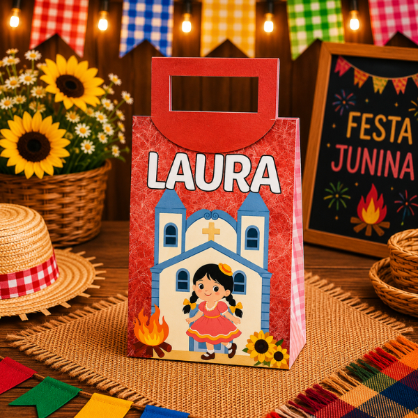 Sacolinha P Personalizada Lembrancinha Festa de Aniversario Junina
