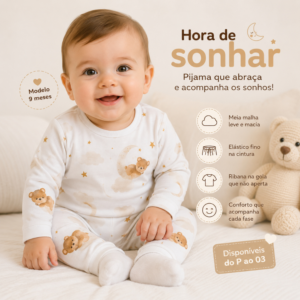 Pijama Bebê Menino Tecido Premium