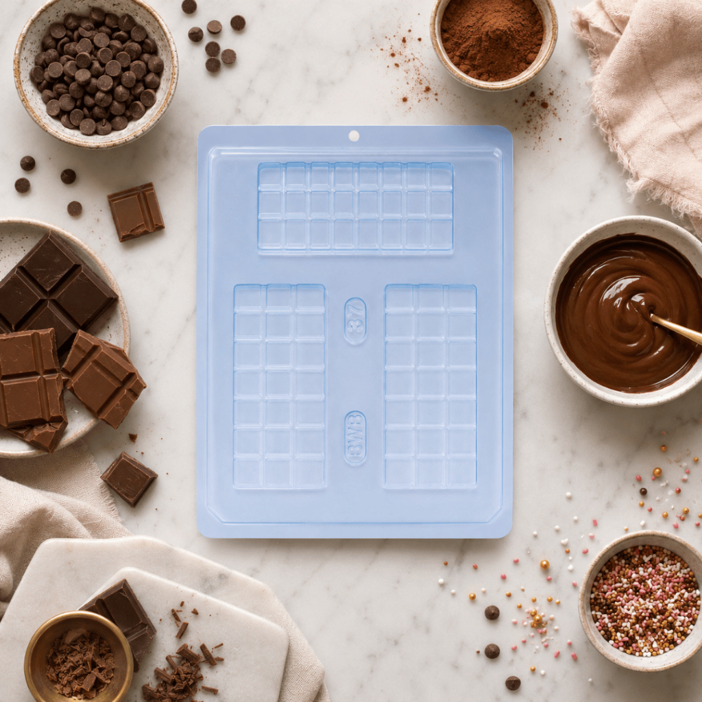 1~10 FORMA SIMPLES TABLETE GRANDE CÓD. 37 EM ACETATO BWB PARA BOMBOM, DOCES DE CHOCOLATE (CHOCO) · foto 2