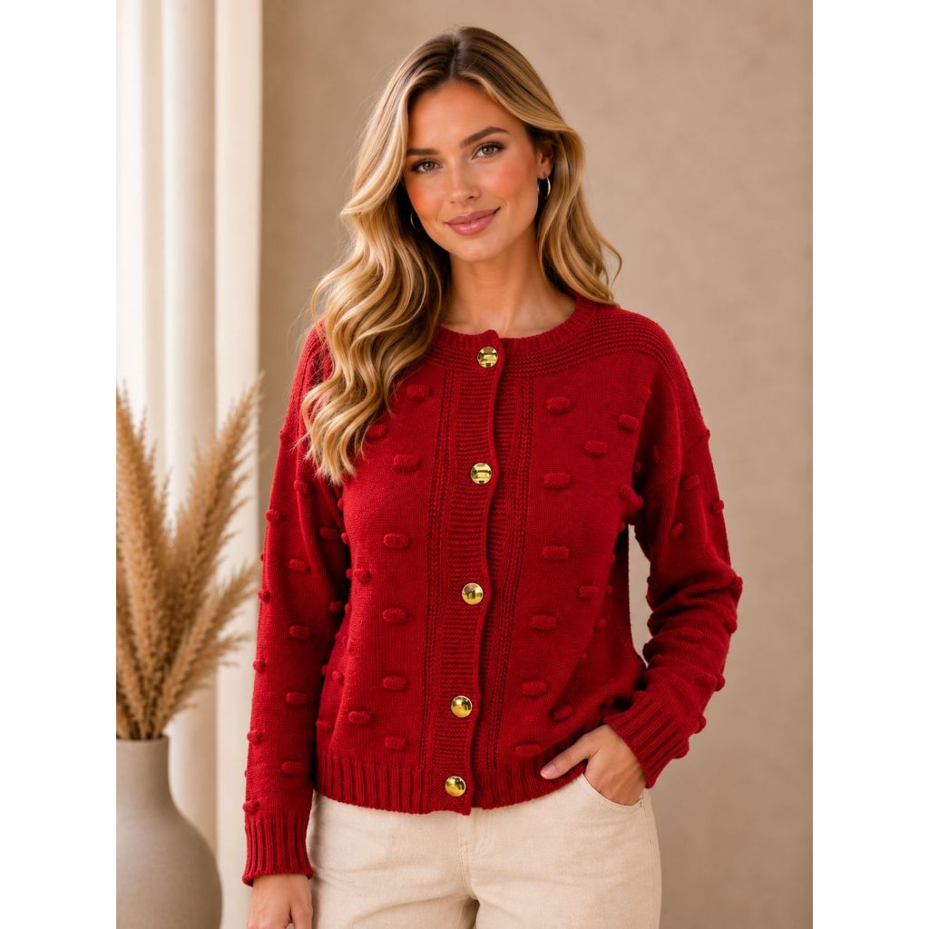 Casaco Feminino de Inverno Grosso Blusa de Frio em Tricot Estilo Cardigan