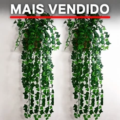 1 Kit Vaso trançado + 2 Planta Pendurada Verde Artificial Parede Varanda pendente verde caida Enfeite