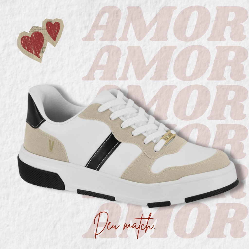 Tênis Vizzano Flatform Sneaker Recortes Confortável Feminino Macio Dia a Dia Moderno Casual