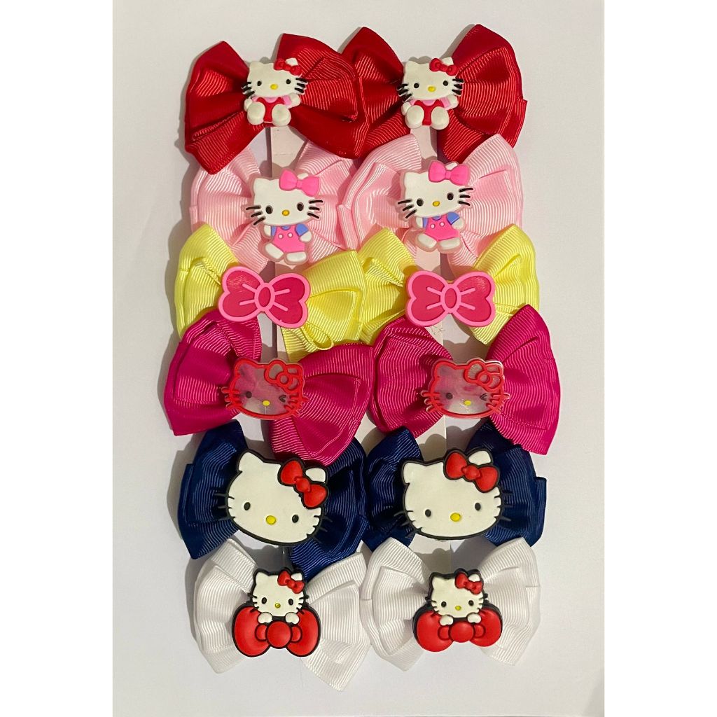 Kit 12 Laços Infantis Personagem Hello Kitty Presilha Bico de Pato Atacado Menina Atacado