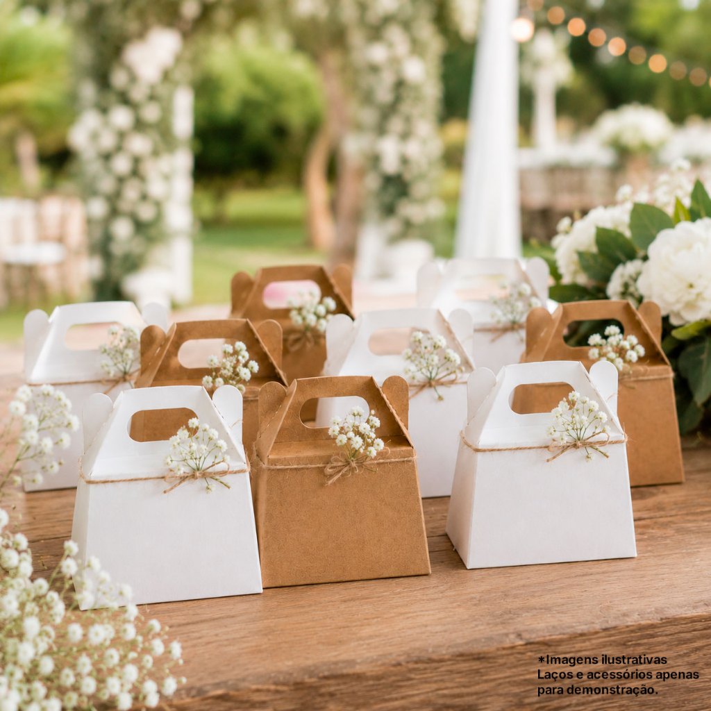 Mini Bolsinha Maletinha Branca e Kraft Para Lembrancinha Casamento Chá de Panela Casa Nova Mimos Personalizados