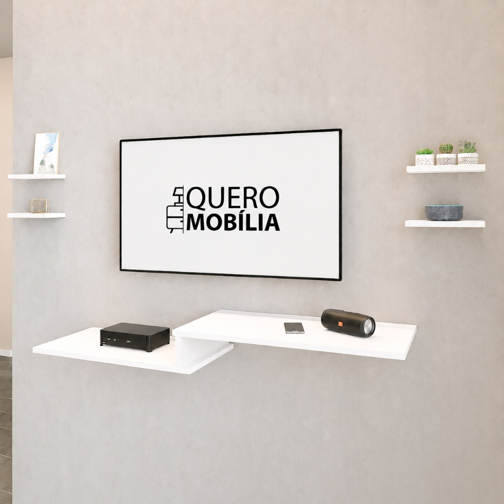 Rack Suspenso para TV com 4 prateleiras