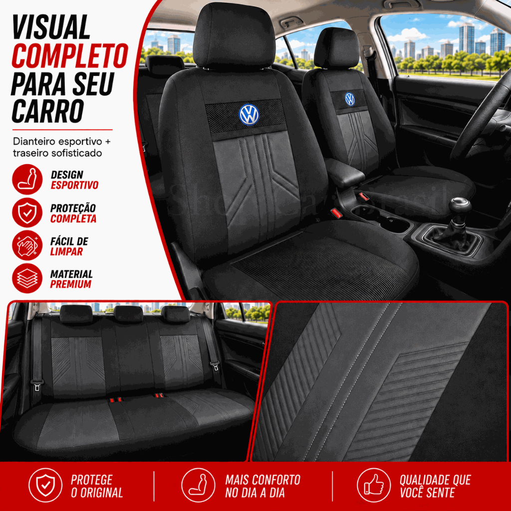 Capa De Banco Automotivo Para Carro Tecido Original e Couro Ecologico Gol Saveiro Voyage Fox G1 G2 G3 G4 G5 G6 G7 G8