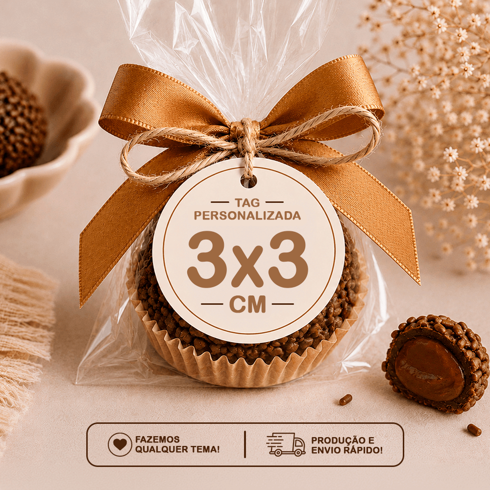 Tags, Etiquetas Personalizadas 3x3cm Redonda | Qualquer Tema, Logo e Lembrancinhas