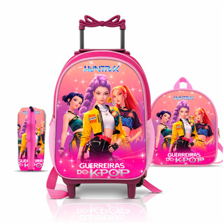 Kit Mochila Escolar Guerreiras Kpop com Lancheira e Estojo - Rodinhas - Menina - Feminino…